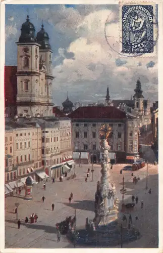L145 Österreich 1920 Linz a Donau Kaiser Franz Josef-Platz Vintage Postkarte