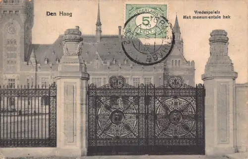 L143 Niederlande 1922 Den Haager Friedenspalast Het Monumentale hek Postkarte