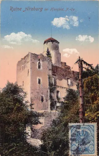 L145 Österreich 1921 Ruine Araburg bei Burgruine Hainfeld Vintage Postkarte