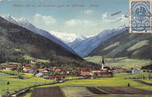 L145 Österreich 1920 Mieders im Stubaital gegen die Gletscher Vintage Postkarte