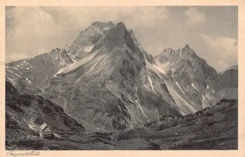 A074 Österreich Obergemstelhütte mit Widderstein Hütte Berg Postkarte