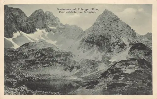 A073 Österreich Drachensee Coburger Hütte Drachenköpfe und Grünstein AK