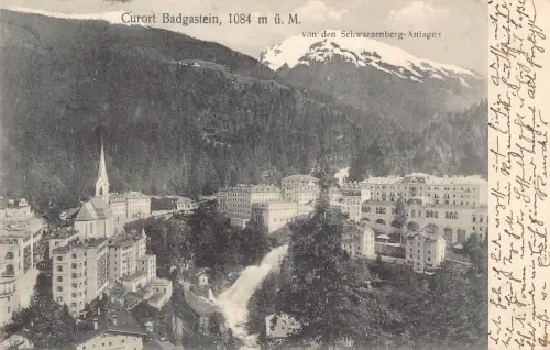 A074 Österreich 1912 Curort Badgastein von den Schwarzenberg Anlagen Postkarte