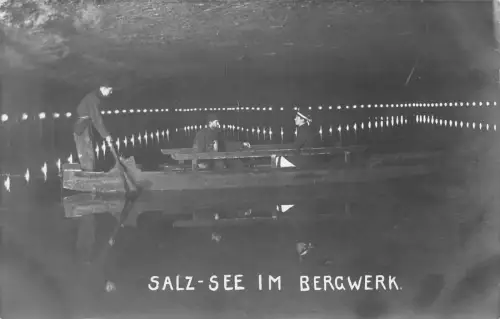 A074 Deutschland Salz-See Salzsee im Bergwerk Arbeiter RPPC Vintage Postkarte