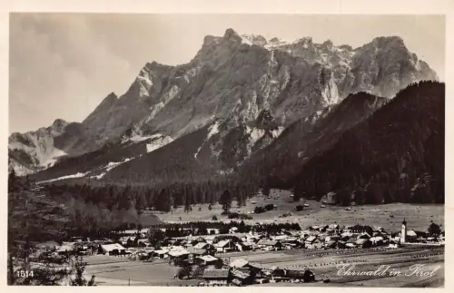 A073 Österreich Ehrwald Tirol gegen Zugspitz Massiv Berggipfel Vintage Postkarte