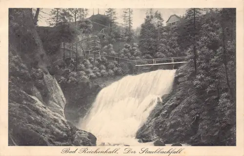 A073 Deutschland 1935 Bad Reichenhall Der Staubbachfall Wasserfall Vintage Postkarte
