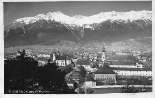 A073 Österreich 1939 Innsbruck Nordansicht Berg RPPC Vintage Postkarte