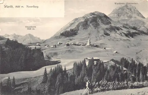 A075 Österreich Warth Vorarlberg Warthorn Omeshorn Berg Vintage Postkarte