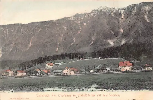 A072 Österreich 1911 Teilansicht von Obertraun am Hallstättersee Sarstein Postkarte