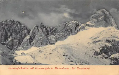 A075 Österreich 1907 Lamsenjochhütte mit Lamsenspitz Hüttenturm alte Postkarte