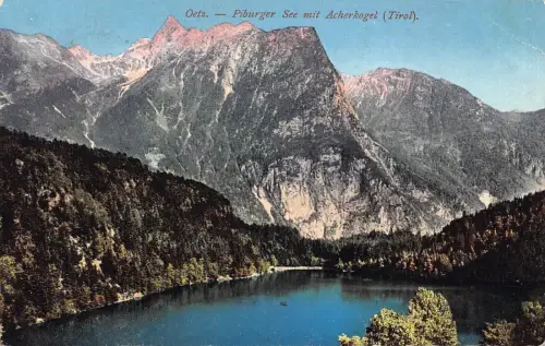 A071 Österreich 1911 Oetz Pitburger See mit Acherkogel Tirol Vintage Postkarte