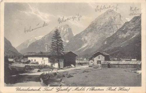 A071 Österreich 1928 Unterleutasch Tirol Gasthof Mühle Mühlendorf Postkarte