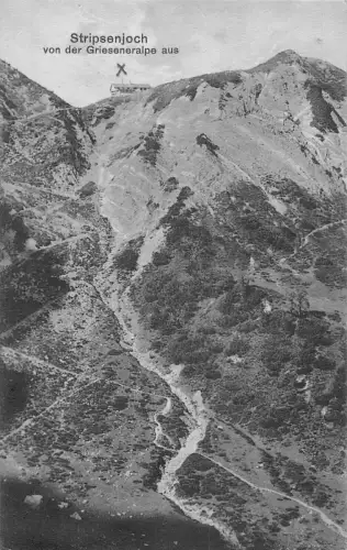 A070 Österreich Stripsenjoch von Grieseneralpe aus Hütte Berg Vintage Postkarte