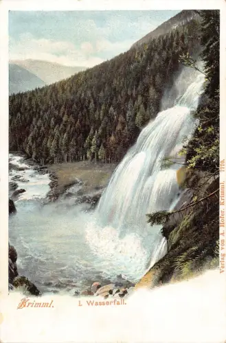 A069 Österreich Krimml Wasserfall Wasserfall Wald Vintage Postkarte