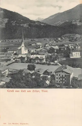A069 Österreich Gruss aus Zell am Ziller Tirol Vintage Postkarte