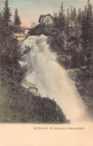 A069 Österreich Mittlerer Krimmler Wasserfall Wasserfall Wald Vintage Postkarte