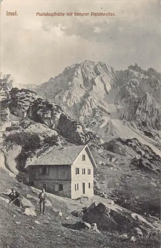 A070 Österreich 1911 Imst Muttekopfhütte Hintere Pleinspitze Hütte Postkarte