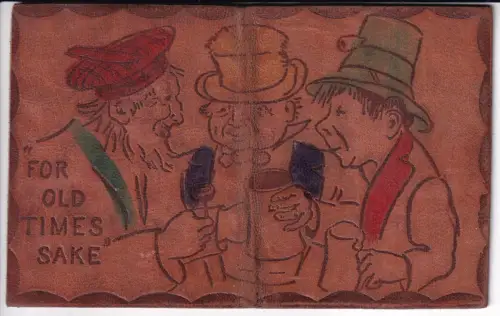 A067 Neuheit Comic Humor Alte Zeiten Sake Männer Trinken Leder Postkarte