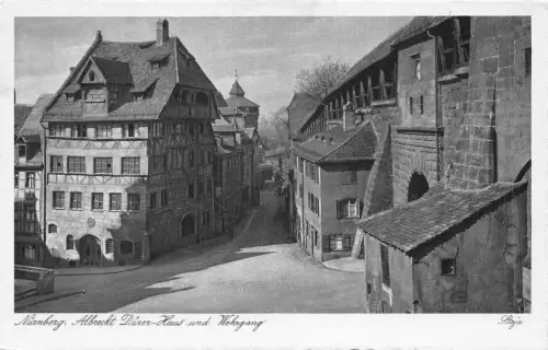 L170 Deutschland Nürnberg Albrecht Dürer Haus Wehrgang Vintage Postkarte