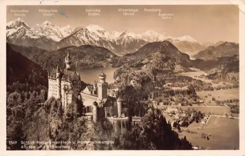 L169 Deutschland 1939 Schloss Neuschwanstein Hohenschwangau Vintage Postkarte