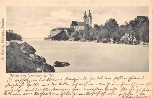 L168 Deutschland 1901 Gruss aus Vornbach ein Gasthof alte Postkarte