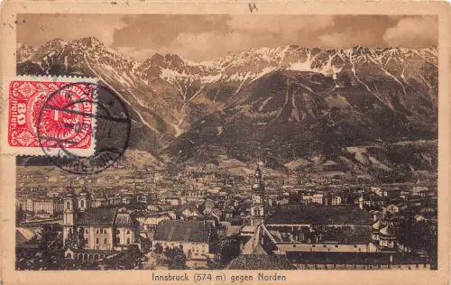A065 Österreich 1920 Innsbruck von Norden Panoramablick Vintage Postkarte