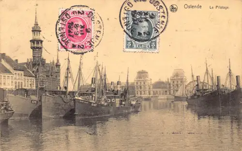 Belgien 1927 Ostende Le Pilotage Dampfschiffe Philatelistisches Interesse Postkarte