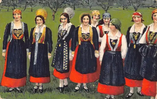 A713 Italienische Trachten 1923 Aostatal Frauendorfbewohner Postkarte