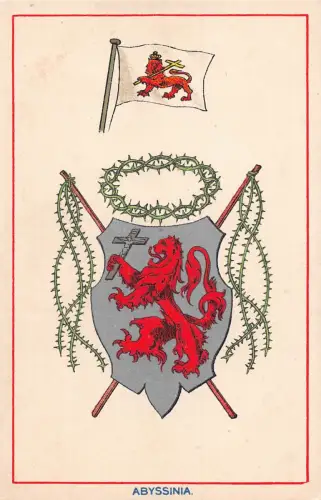 B636 Äthiopien Abessinien Flagge und Wappen Vintage Postkarte