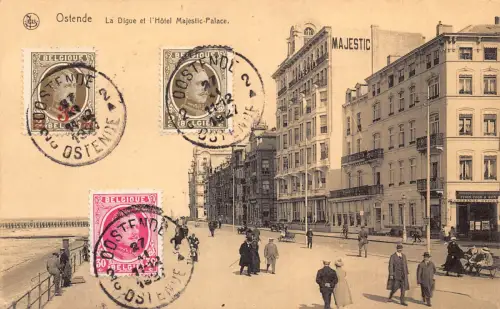 Belgien 1927 Ostende Majestic Palace Hotel Digue Wechselstube Postkarte