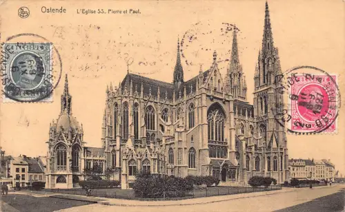 Belgien 1927 Ostende L'Eglise SS Pierre et Paul Philatelistisches Interesse Postkarte