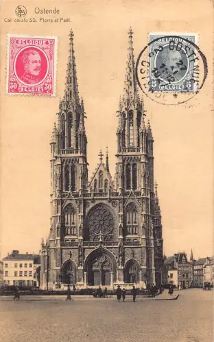 Belgien 1927 Ostende SS Pierre et Paul Kathedrale Vintage Postkarte
