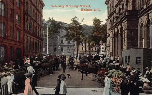 A892 Kanada Samstagmorgen Markt Halifax NS Vintage Postkarte
