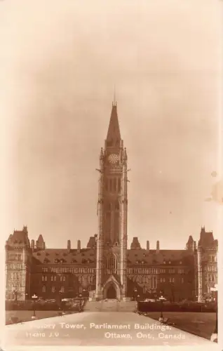 A893 Kanada Victory Tower Parlamentsgebäude Ottawa RPPC Postkarte