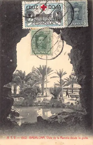 Spanien 1926 Badalona Vista de la Rambla desde la gruta alte Postkarte