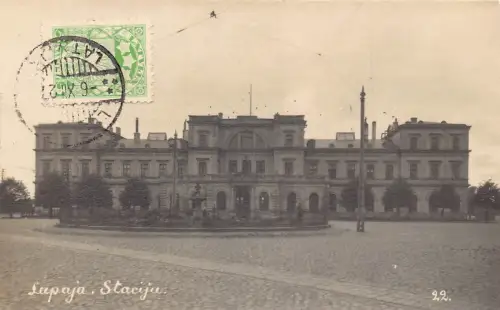 Lettland 1927 Liepaja Stacija Bahnhof Vintage Postkarte