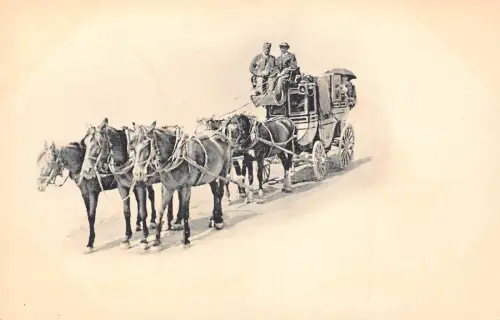 A894 Schweiz Postkutsche Postbote Pferde Vintage Postkarte