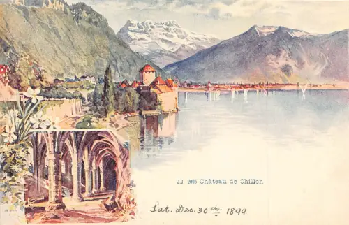A894 Schweiz Chateau de Chillon Schloss Edelweiß Vintage Postkarte