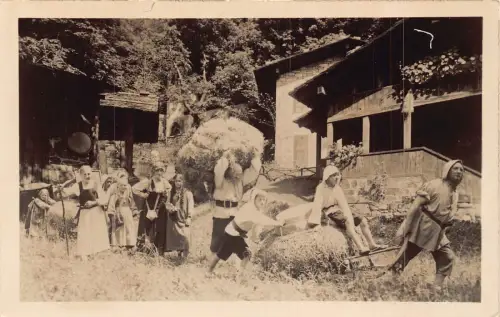 A894 Schweiz Bauern spielen Tell-Freilicht Spiele Interlaken RPPC Postkarte
