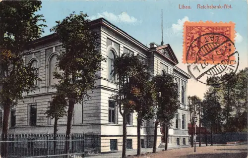 Lettland 1927 Libau Reichsbank - Abt Bank Vintage Postkarte