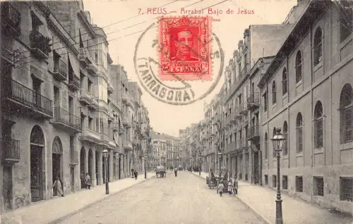 Spanien 1926 Reus Arrabal Bajo de Jesus Straße Vintage Postkarte