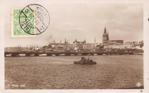 Lettland 1926 Rigas Osta Dampfschiff Hafen RPPC Vintage Postkarte