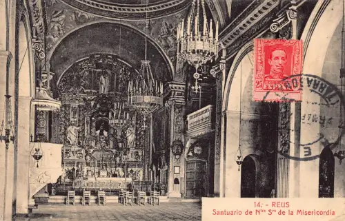 Spanien 1927 Reus Santuario de NS de la Misericordia Kirche Innenraum Postkarte