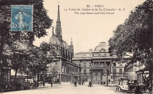 Frankreich 1926 Paris Die Gerichte und Heilige Kapelle Auto Oldtimer Postkarte