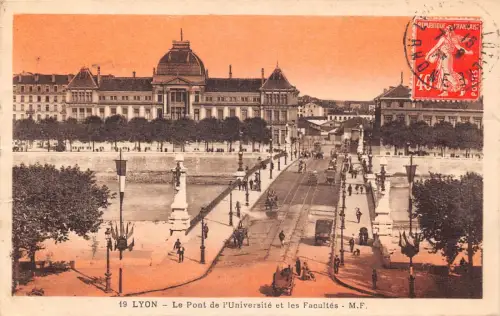 Frankreich Lyon Pont de l'Universite et Facultes Brücke Universität Vintage Postkarte