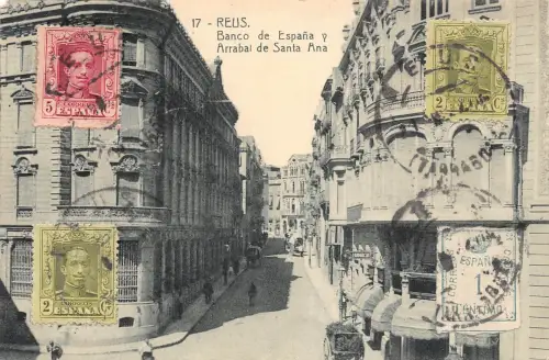 Spanien 1926 Reus Banco de Espana Arrabal de Santa Ana Bank Vintage Postkarte