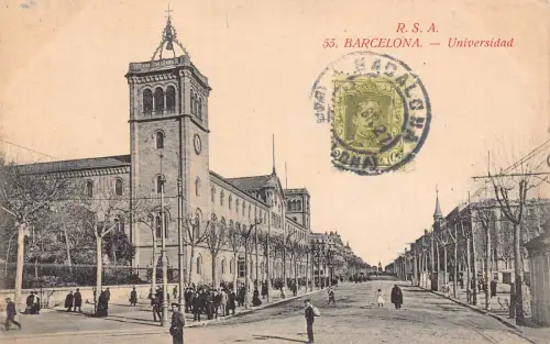 Spanien 1927 Barcelona Universidad Universität Vintage Postkarte