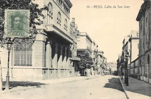 Spanien 1927 Reus Calle de San Juan Straße Vintage Postkarte