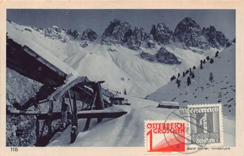 Österreich 1926 Kalkkoegel mit der Kemateralm Berg Schnee Postkarte