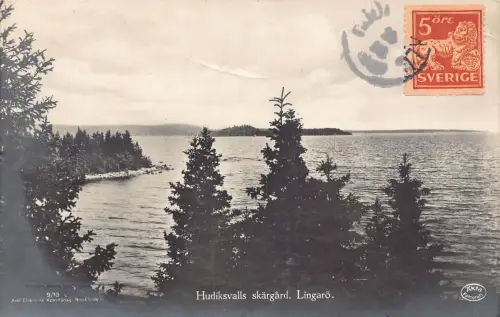 Schweden 1926 Hudiksvall Skargard Lingaro See Vintage Postkarte